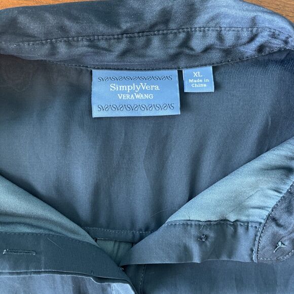 Simply Vera Vera Wang Sleeveless Blouse, Hi-Lo Hem, Sheer Accents-XL, Cadet Blue - Picture 9 of 13